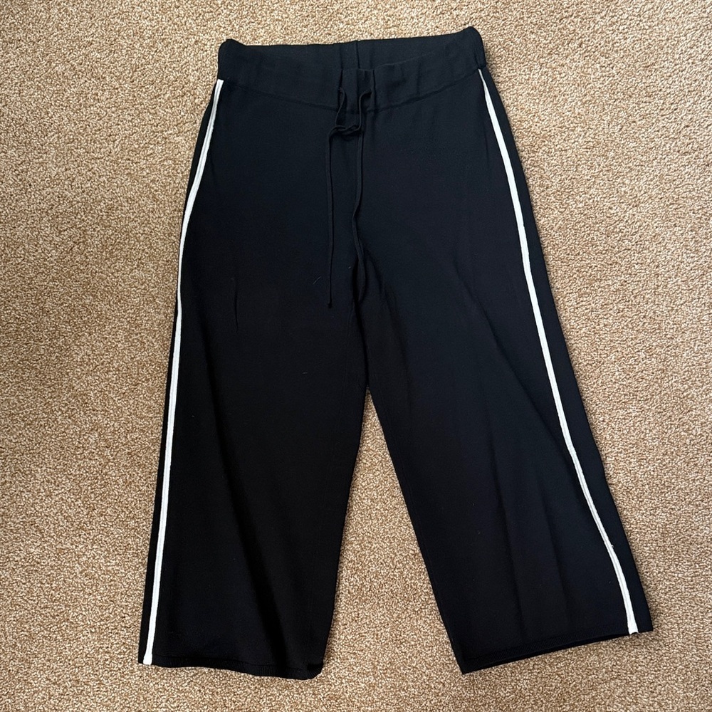 Aritzia Black Knit Pants with White Stripes